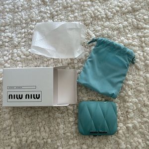 New MIU MIU (unopened) Tiffany blue/teal mini compact pocket mirror in dust bag